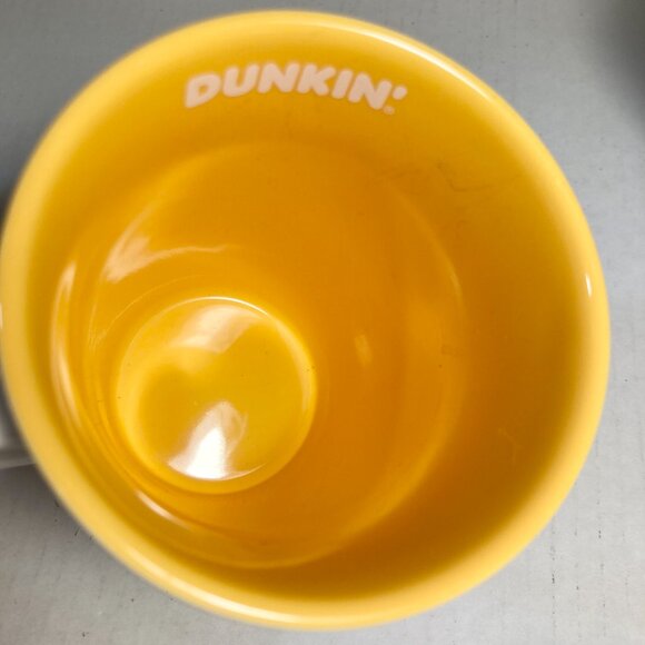 Dunkin' Donuts Ceramic Coffee Cup Take Life One Cup At a Time Yellow White - Picture 7 of 10
